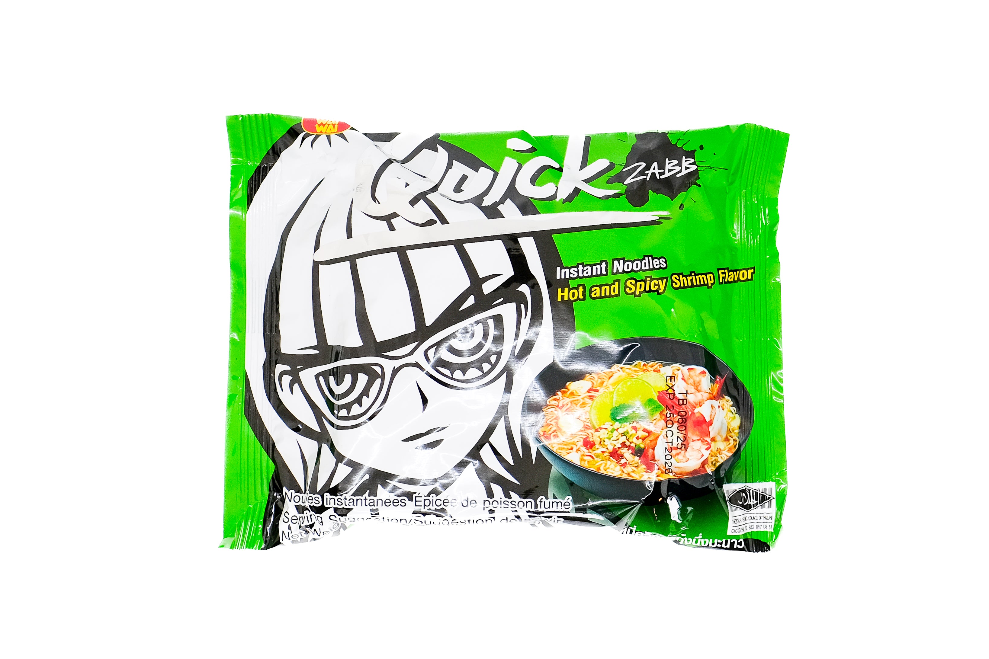 Wai Wai Quick Zabb GREEN Tom Yum Flavor Instant Ramen Noodle Soup