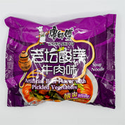 Packaged Kang Shi Fu instant ramen noodles with pickled vegetables and beef flavor