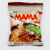 Packaging for MAMA Stew Beef Flavored Instant Ramen Noodles Soup Project Ramen, beef flavoring.