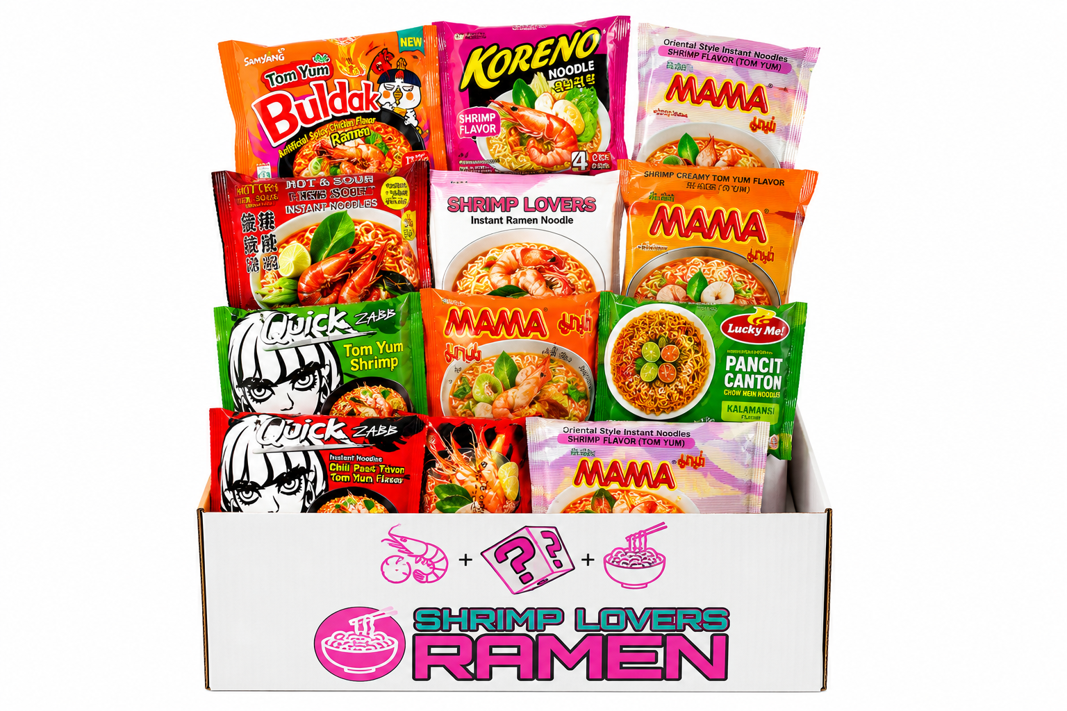 Shrimp Lover’s Instant Ramen 12/18/24-Pack Curated Shrimp Flavor Instant Ramen Noodle Soup Collection Gift Box Project Ramen