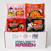 Samyang Buldak spicy ramen variety bundle with assorted Korean instant noodle packs in Project Ramen box
