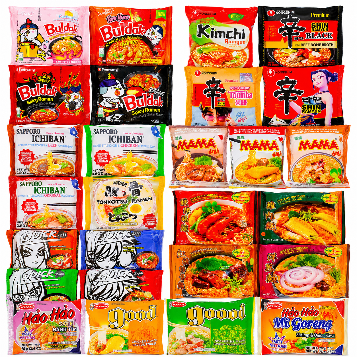 Variety Random Ramen Noodle Soup Mystery Box 16 Packages of Ramen 8 Flavors Gift Box | Perfect Birthday, Holiday, Celebration Gift Box