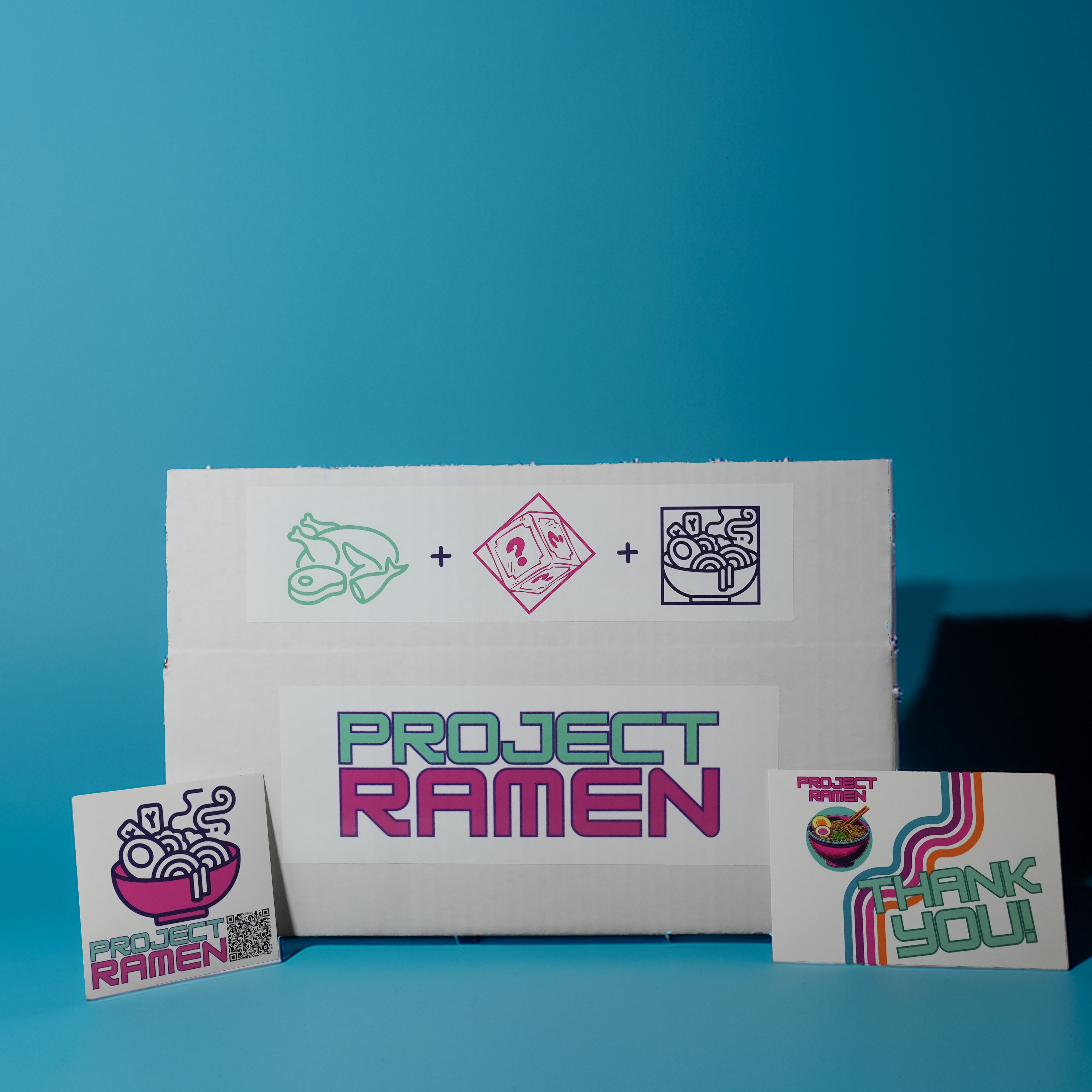 Project Ramen branding materials on a blue background