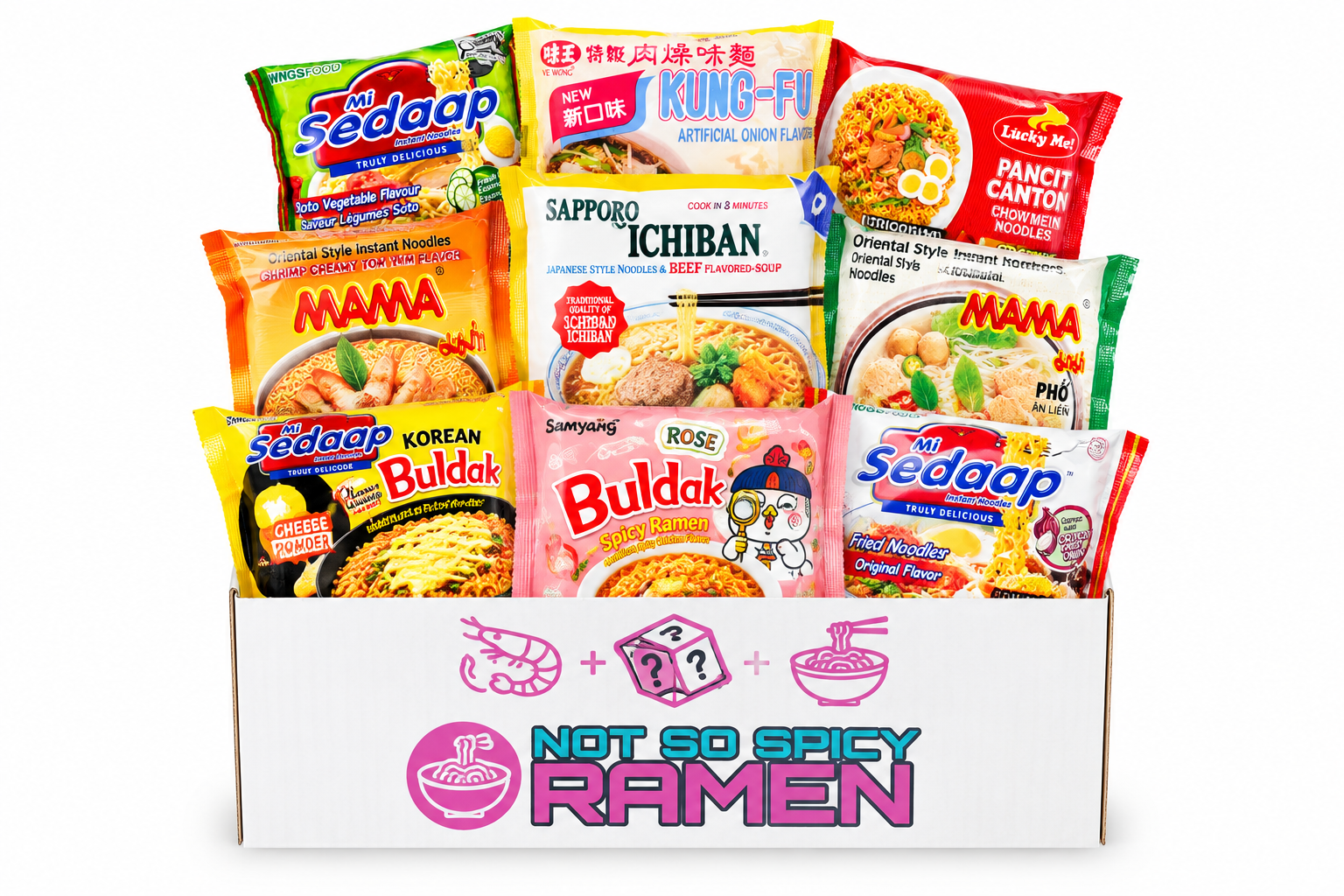 Not So Spicy Instant Ramen Noodle Box – 16 count | Mild and Savory Instant Noodle Soup Gift Bundle