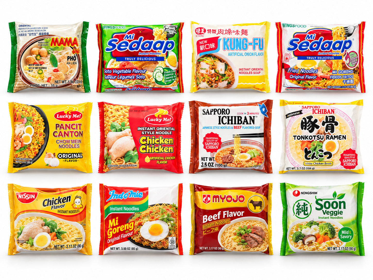 Not So Spicy Instant Ramen Noodle Box – 16 count | Mild and Savory Instant Noodle Soup Gift Bundle