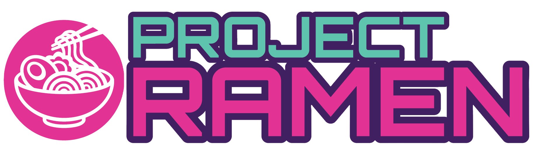 Logo for 'Project Ramen' with a bowl of ramen on a pink background, Project Ramen Online Shop