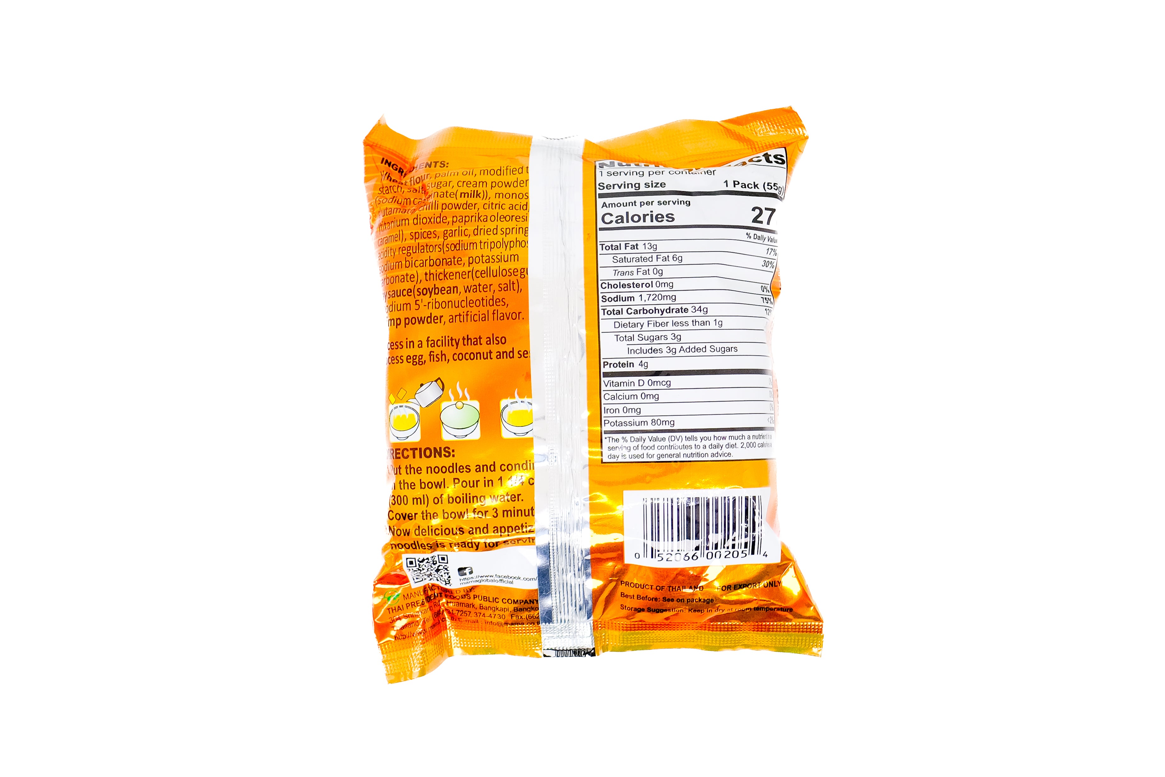 Mama Shrimp Creamy Tom Yum Ramen Noodles Soup Instant 15/30 Count