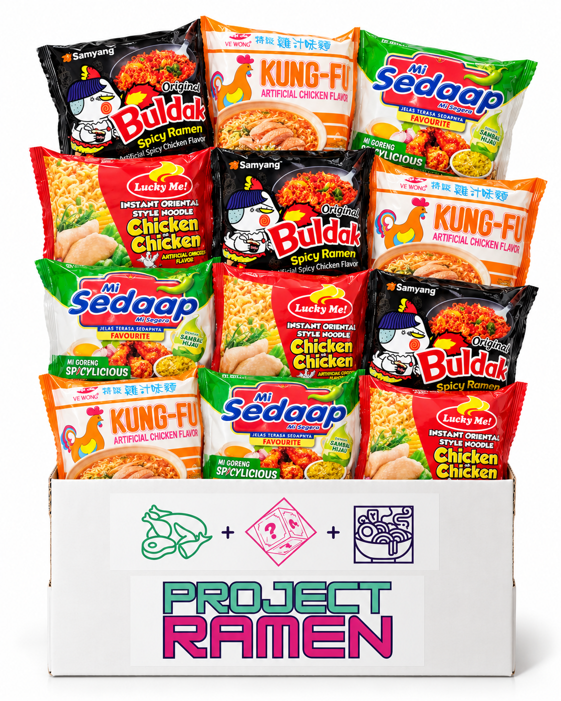 Ultra Chicken Instant Ramen Noodle Box | 4 Flavor Variety | 16/20 Pack | Chicken Ramen Gift Bundle