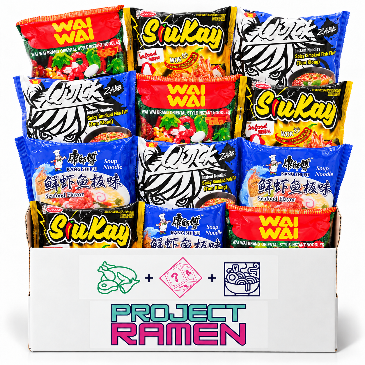 Ultra Seafood Instant Ramen Noodle Box | 4 Flavor Variety | 16/20 Pack | Seafood Ramen Gift Bundle