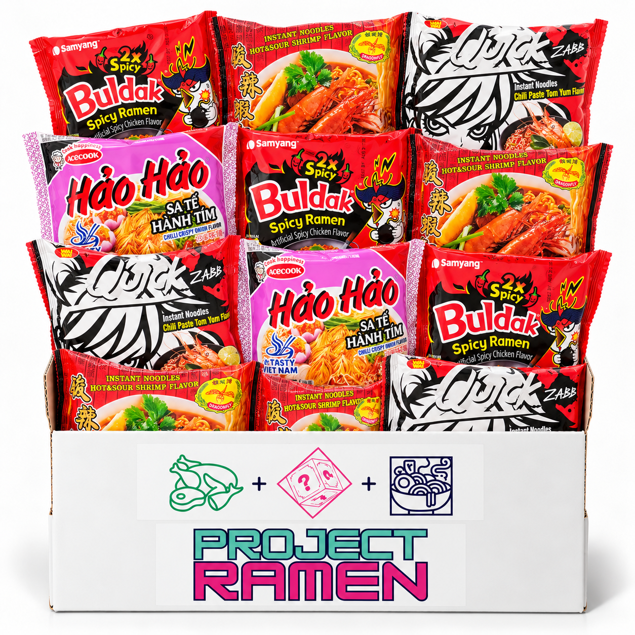 Ultra Spicy Instant Ramen Noodle Box | 4 Flavor Variety | 16/20 Pack | Spicy Ramen Gift Bundle