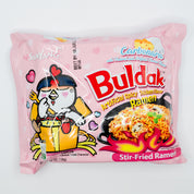 Packaging of Samyang Buldak Hot Chicken Ramen Noodle Soup Carbonara, spicy