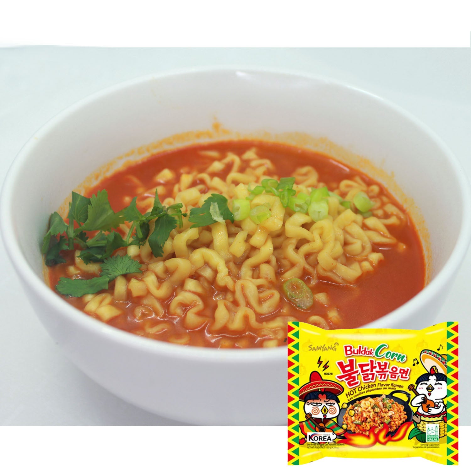 Samyang Food's Buldak Corn Spicy Chicken Sauce Noodles Korean Ramen prepared, projectramen.com