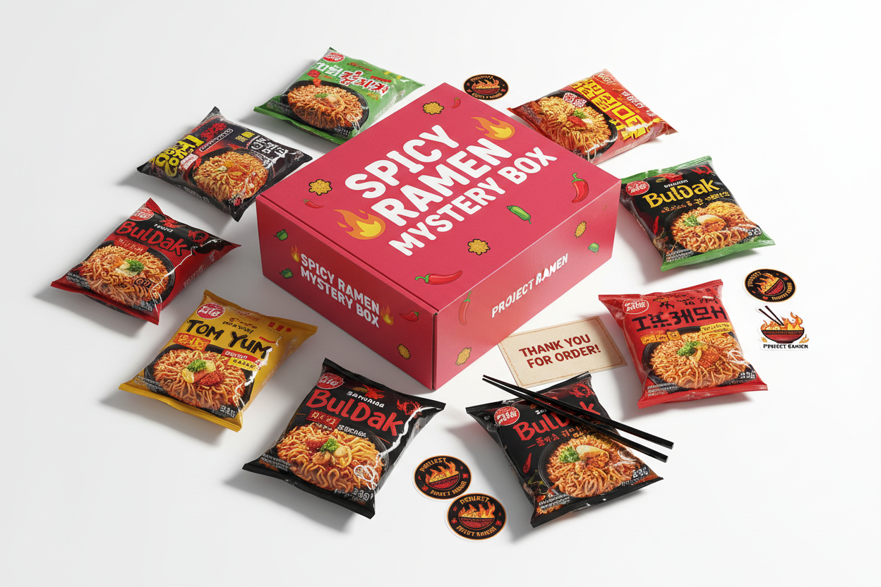 Spicy Ramen Mystery Box Product Mockup